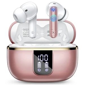 Wireless Earbuds, Bluetooth 5.4 Headphones with 4 Noise Cancelling Mic 46H In-Ear Buds with 3D Bass Stereo, Small Ears, LED Display, Calls Sports Workout, IPX7 Earphones for Android iOS. Pink Wireless Earbuds, Bluetooth 5.4 Headphones with 4 Noise Cancelling Mic 46H In-Ear Buds with 3D Bass Stereo, Small Ears, LED Display, Calls Sports Workout, IPX7 Earphones for Android iOS. Pink