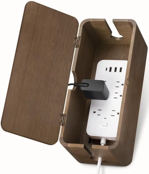 Wood Cable Management Box, Medium Cord Organizer Box for Power Strip 12.5" L × 5.4" W × 5.3" H, Extension Cord Hider for Office, Desk Cable Storage Box for Wire Management, Floor Outlet Hider Wood Cable Management Box, Medium Cord Organizer Box for Power Strip 12.5" L × 5.4" W × 5.3" H, Extension Cord Hider for Office, Desk Cable Storage Box for Wire Management, Floor Outlet Hider