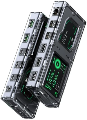 CyberAxon D5 13-in-1 Multifunctional Stream Control Dock - USB C Docking Station with 2.4" Touchscreen, 3X HDMI (4K@60Hz), 100W PD, 10Gbps USB-C, Ethernet, for Mac/Windows/iPad CyberAxon D5 13-in-1 Multifunctional Stream Control Dock - USB C Docking Station with 2.4" Touchscreen, 3X HDMI (4K@60Hz), 100W PD, 10Gbps USB-C, Ethernet, for Mac/Windows/iPad