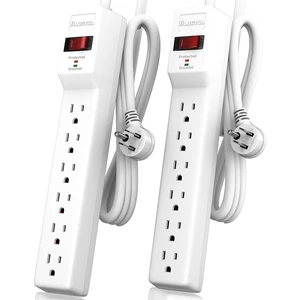 2 Pack Power Strip Surge Protector 4 FT, 6-Outlet, 980 Joules, Flat Plug, Wall Mountable for Home Office Garage, ETL Listed, White 2 Pack Power Strip Surge Protector 4 FT, 6-Outlet, 980 Joules, Flat Plug, Wall Mountable for Home Office Garage, ETL Listed, White