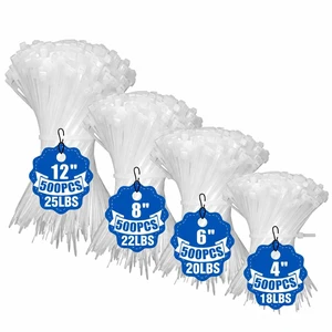 2000 Pack Zip Ties Clear Assorted Sizes 4+6+8+12 Inch Cable ties Small White Cable Ties Standard Nylon Wire Ties Assorted Pack for Home, Garden, Garage and Outdoor Cable Management 2000 Pack Zip Ties Clear Assorted Sizes 4+6+8+12 Inch Cable ties Small White Cable Ties Standard Nylon Wire Ties Assorted Pack for Home, Garden, Garage and Outdoor Cable Management