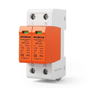 2P AC Surge Protective Device 420V 40kA Single-Phase DIN Rail SPD BMD1-C40 1P+N single-phase 420V AC 40kA surge protector with neutral protection and flame-retardant DIN rail housing 2P AC Surge Protective Device 420V 40kA Single-Phase DIN Rail SPD BMD1-C40 1P+N single-phase 420V AC 40kA surge protector with neutral protection and flame-retardant DIN rail housing
