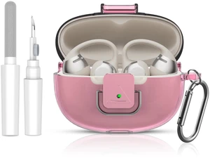 for SHOKZ OpenDots 2 Case with Lock Clip, Clear Case for SHOKZ Open Dots ONE & Two Earbuds Accessories, Scratch Shock Resistant Protective Cover with Keychain & Cleaner Kit (Clear Pink) for SHOKZ OpenDots 2 Case with Lock Clip, Clear Case for SHOKZ Open Dots ONE & Two Earbuds Accessories, Scratch Shock Resistant Protective Cover with Keychain & Cleaner Kit (Clear Pink)