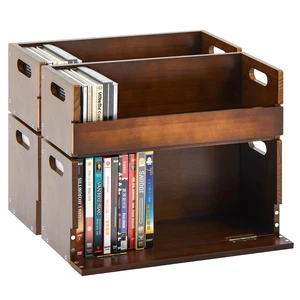 4 Set Wooden DVD and CD Storage Box Cassette Tape Display Stand Holder Rack with Carrying Handle, Organizer Shelf for Movie Cases, Each Can Store up to 36 CDs and 26 DVDs (Brown) 4 Set Wooden DVD and CD Storage Box Cassette Tape Display Stand Holder Rack with Carrying Handle, Organizer Shelf for Movie Cases, Each Can Store up to 36 CDs and 26 DVDs (Brown)