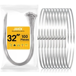 100PCS Metal Cable Zip Ties Heavy Duty 32 Inch Extra Long Stainless Steel ZipTies 270LBS Tensile Strength Steel Wire Ties Multi-Purpose Self-Locking Metal Wrap Ties for Indoor and Outdoor 100PCS Metal Cable Zip Ties Heavy Duty 32 Inch Extra Long Stainless Steel ZipTies 270LBS Tensile Strength Steel Wire Ties Multi-Purpose Self-Locking Metal Wrap Ties for Indoor and Outdoor