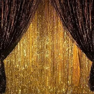 4 Pack Black Gold Foil Fringe Curtain Backdrop 3.2 x 8.2 Ft Metallic Tinsel Streamers with Adhesive Back Shimmer Party Background for Birthday Graduation New Year Halloween Wedding Photo Booth Decor 4 Pack Black Gold Foil Fringe Curtain Backdrop 3.2 x 8.2 Ft Metallic Tinsel Streamers with Adhesive Back Shimmer Party Background for Birthday Graduation New Year Halloween Wedding Photo Booth Decor