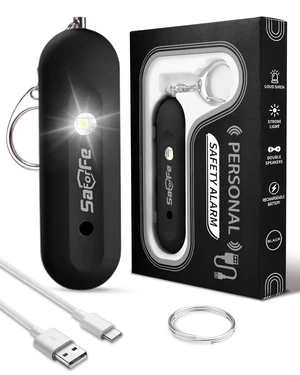 Personal Safety Alarm for Women - Waterproof Rechargeable Security Alarm - 140dB Extra Loud Siren with SOS Strobe Light - Self Defense Keychain for Women Girls Teens Seniors(Black) Personal Safety Alarm for Women - Waterproof Rechargeable Security Alarm - 140dB Extra Loud Siren with SOS Strobe Light - Self Defense Keychain for Women Girls Teens Seniors(Black)