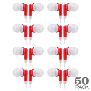 Wholesale Earbuds Bulk Headphones Individually Bagged 50 Pack for iPhone, Android, MP3 Player for Schools, Libraries, Hospitals (Red) Wholesale Earbuds Bulk Headphones Individually Bagged 50 Pack for iPhone, Android, MP3 Player for Schools, Libraries, Hospitals (Red)