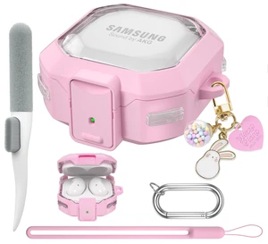 Galaxy Buds Pro 2 Case - Compatible with Samsung Galaxy Buds 2 Pro, Live, 2 & FE; Transparent Protective Case with Keychain (Anti-Drop Lock), Pink Galaxy Buds Pro 2 Case - Compatible with Samsung Galaxy Buds 2 Pro, Live, 2 & FE; Transparent Protective Case with Keychain (Anti-Drop Lock), Pink