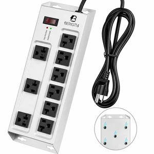Magnetic Heavy Duty 20A Power Strip with Surge Protector, 9-Outlet Metal Junction Box with 6FT 12/3 Gauge Cord, for Garage, Workshop & Appliance (Silver) Magnetic Heavy Duty 20A Power Strip with Surge Protector, 9-Outlet Metal Junction Box with 6FT 12/3 Gauge Cord, for Garage, Workshop & Appliance (Silver)