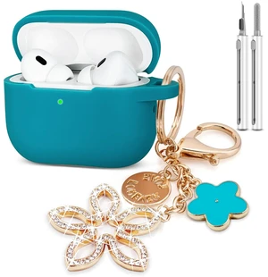 Compatible with AirPods Pro 2nd Generation Case with Cleaner Kit, Silicone Protective Case for Apple AirPod Pro 2nd/1st Earbuds Wireless Charging Cases with Bling Keychain (Aqua Green) Compatible with AirPods Pro 2nd Generation Case with Cleaner Kit, Silicone Protective Case for Apple AirPod Pro 2nd/1st Earbuds Wireless Charging Cases with Bling Keychain (Aqua Green)