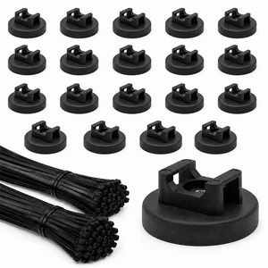 20 Pcs 36 mm Magnetic Zip Tie Mount Base with 200 Black Zip Ties, 25 lb Pull Force Large Magnetic Cable Clips, Magnet Wire Holder and Cable Tie Mounts for Wire Cord Organizer on Steel Surfaces 20 Pcs 36 mm Magnetic Zip Tie Mount Base with 200 Black Zip Ties, 25 lb Pull Force Large Magnetic Cable Clips, Magnet Wire Holder and Cable Tie Mounts for Wire Cord Organizer on Steel Surfaces