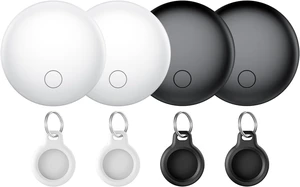 Air Tracker Tags 4-Pack, Item Finders Work for Apple Find My APP(iOS Only) Tracker Tags for Keys, Luggage, Backpack etc,Replaceable Battery Last 1 Year, IP67 Waterproof Round Tag with Holder Keychain Air Tracker Tags 4-Pack, Item Finders Work for Apple Find My APP(iOS Only) Tracker Tags for Keys, Luggage, Backpack etc,Replaceable Battery Last 1 Year, IP67 Waterproof Round Tag with Holder Keychain