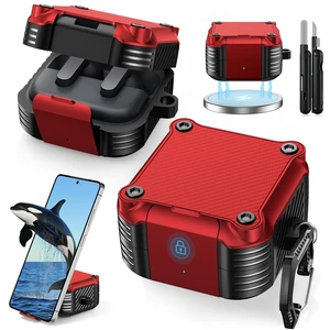 Lock Case for Samsung Galaxy Buds 4 Pro/Buds 4 Case (2026)(Red) Rugged Carbon Fiber Cover with Phone Stand & Cleaning Kit & Carabiner, Compatible with MagSafe Lock Case for Samsung Galaxy Buds 4 Pro/Buds 4 Case (2026)(Red) Rugged Carbon Fiber Cover with Phone Stand & Cleaning Kit & Carabiner, Compatible with MagSafe
