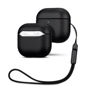 Case for AirPods 4 / AirPods 5 Carbon Fiber Style Vegan Leather Case Slim Design Adds Minimal Bulk - Handmade Vegan Leather Hard Shell Cover - Air Pods 5th Generation Case with Lanyard - Black Case for AirPods 4 / AirPods 5 Carbon Fiber Style Vegan Leather Case Slim Design Adds Minimal Bulk - Handmade Vegan Leather Hard Shell Cover - Air Pods 5th Generation Case with Lanyard - Black