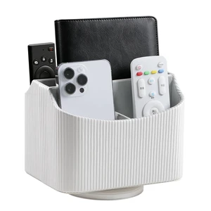 360° Rotating TV Remote Control Holder Desk Remote Organizer White PU Leather 5 Compartments Remote Caddy, Spinnig Remote Organizer, Swivel Remote Holder for Nightstand Office Coffee Table 360° Rotating TV Remote Control Holder Desk Remote Organizer White PU Leather 5 Compartments Remote Caddy, Spinnig Remote Organizer, Swivel Remote Holder for Nightstand Office Coffee Table