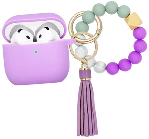 Compatible with AirPods 4 Case Cover, Soft Silicone Protective Cover with Bracelet Keychain, Compatible with Apple AirPods 4th Generation Wireless Earbuds (Light Purple) Compatible with AirPods 4 Case Cover, Soft Silicone Protective Cover with Bracelet Keychain, Compatible with Apple AirPods 4th Generation Wireless Earbuds (Light Purple)