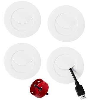 in-Wall Cable Management Kit for TV, White TV Cord Hider for Wall Mounted TV, Behind Wall Cord Concealer Kits with 4 Cable Pass Throughs and 1 Hole Saw Drill Attachmen in-Wall Cable Management Kit for TV, White TV Cord Hider for Wall Mounted TV, Behind Wall Cord Concealer Kits with 4 Cable Pass Throughs and 1 Hole Saw Drill Attachmen