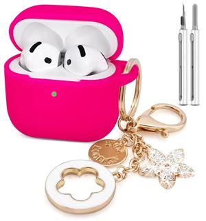 Airpods 4 Cases Silicone Protective Case for Airpod 4 with Bling Keychain for Apple AirPods 4th Generation Wireless Earbuds with Cleaner Kit (Hot Pink) Airpods 4 Cases Silicone Protective Case for Airpod 4 with Bling Keychain for Apple AirPods 4th Generation Wireless Earbuds with Cleaner Kit (Hot Pink)