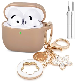 Airpods 4 Cases Silicone Protective Case for Airpod 4 with Bling Keychain for Apple AirPods 4th Generation Wireless Earbuds with Cleaner Kit (Milk Tea) Airpods 4 Cases Silicone Protective Case for Airpod 4 with Bling Keychain for Apple AirPods 4th Generation Wireless Earbuds with Cleaner Kit (Milk Tea)