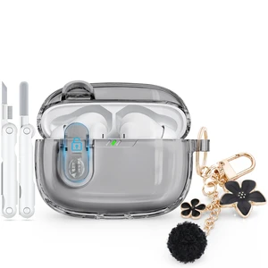 for JBL Vibe Beam 2 (2025)/JBL Vibe Beam (2023) with Safety Lock,Black Soft TPU Clear Case with Cleaner Kit and Bling Keychain for JBL Vibe 200TWS (2022) for Women Girls,Shockproof Protection for JBL Vibe Beam 2 (2025)/JBL Vibe Beam (2023) with Safety Lock,Black Soft TPU Clear Case with Cleaner Kit and Bling Keychain for JBL Vibe 200TWS (2022) for Women Girls,Shockproof Protection