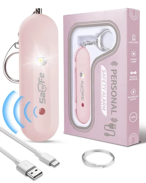 Personal Safety Alarm for Women - Waterproof Rechargeable Security Alarm - 140dB Extra Loud Siren with SOS Strobe Light - Self Defense Keychain for Women Girls Teens Seniors(Pink) Personal Safety Alarm for Women - Waterproof Rechargeable Security Alarm - 140dB Extra Loud Siren with SOS Strobe Light - Self Defense Keychain for Women Girls Teens Seniors(Pink)