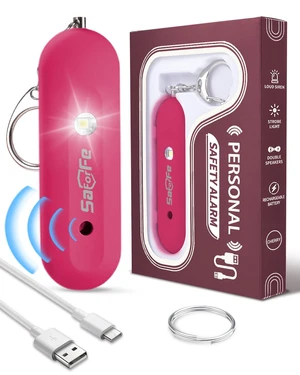 Personal Safety Alarm for Women - Waterproof Rechargeable Security Alarm - 140dB Extra Loud Siren with SOS Strobe Light - Self Defense Keychain for Women Girls Teens Seniors(Cherry) Personal Safety Alarm for Women - Waterproof Rechargeable Security Alarm - 140dB Extra Loud Siren with SOS Strobe Light - Self Defense Keychain for Women Girls Teens Seniors(Cherry)