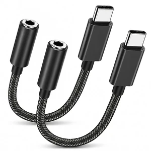 USB C to 3.5mm Audio Adapter 2 Pack, Type C to Aux Headphone Jack One for home, one for office, Plug & Play, Clear Audio for Headphones & Car, Supports Calls, Durable Aluminum Alloy Shell USB C to 3.5mm Audio Adapter 2 Pack, Type C to Aux Headphone Jack One for home, one for office, Plug & Play, Clear Audio for Headphones & Car, Supports Calls, Durable Aluminum Alloy Shell