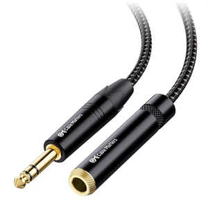 Braided 1/4 Inch TRS Extension, 25ft 1/4 Inch Male to Female, Male-to-Female Extension, Braided Jacket, Gold-Plated Connectors Braided 1/4 Inch TRS Extension, 25ft 1/4 Inch Male to Female, Male-to-Female Extension, Braided Jacket, Gold-Plated Connectors
