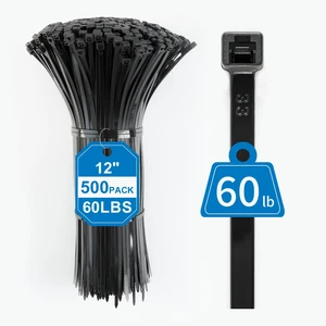 Zip Ties 12 Inch - 500 Pcs Black Zip Ties for Indoor and Outdoor Use Zip Ties 60lbs Tensile Strength, Self-Locking Cable Ties, UV Resistant Flame Retardant Nylon Zipties Cable Management Zip Ties 12 Inch - 500 Pcs Black Zip Ties for Indoor and Outdoor Use Zip Ties 60lbs Tensile Strength, Self-Locking Cable Ties, UV Resistant Flame Retardant Nylon Zipties Cable Management