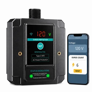 WiFi Smart Surge Protective Device, Thermally Protected MOV, Type 2 SPD for 120/240VAC Breaker Panel, App Notification, Voltage & Surge Count Display, 108,000A, 2,820 Joules WiFi Smart Surge Protective Device, Thermally Protected MOV, Type 2 SPD for 120/240VAC Breaker Panel, App Notification, Voltage & Surge Count Display, 108,000A, 2,820 Joules
