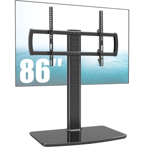 Universal TV Stand/Base Tabletop TV Stand with Wall Mount for 40 to 86 inch 5 Level Height Adjustable, Heavy Duty Tempered Glass Base, Holds up to 132lbs Screens, HT03B-003 Universal TV Stand/Base Tabletop TV Stand with Wall Mount for 40 to 86 inch 5 Level Height Adjustable, Heavy Duty Tempered Glass Base, Holds up to 132lbs Screens, HT03B-003