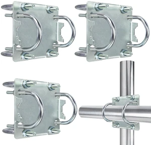 3 Sets Antenna Mast Clamp Cross-Over Bracket Kit with U Bolts for 1"-2" OD Poles, Heavy Duty Mounting Hardware for MINO Yagi TV Antennas, Security Camera, Weather Station 3 Sets Antenna Mast Clamp Cross-Over Bracket Kit with U Bolts for 1"-2" OD Poles, Heavy Duty Mounting Hardware for MINO Yagi TV Antennas, Security Camera, Weather Station