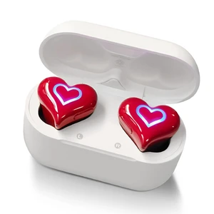 Earbuds Stylish Heart Shaped, HiFi Stereo Sound Bluetooth 5.3 Headphones with Charging Case, Cute Creative Color Gradient Light Earbuds, Gifts for Girls Friends (Red) Earbuds Stylish Heart Shaped, HiFi Stereo Sound Bluetooth 5.3 Headphones with Charging Case, Cute Creative Color Gradient Light Earbuds, Gifts for Girls Friends (Red)