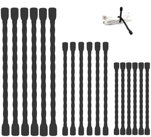 18PCS Twist Ties, Silicone Cable Ties,Steel-Core Rubber, Reusable Twist Ties Bendable Cable Ties for Bundling and Holding, 4 6 8 Inches Cable Tie Straps Cord OrganizerBlack 18PCS Twist Ties, Silicone Cable Ties,Steel-Core Rubber, Reusable Twist Ties Bendable Cable Ties for Bundling and Holding, 4 6 8 Inches Cable Tie Straps Cord OrganizerBlack