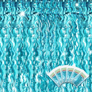 6 Pcs Foil Fringe Curtains Backdrop Tinsel, Blue Green 3.3x6.6 ft Wavy Shimmer Metallic Streamer for PartiesOcean Mermaid Birthday Shower,Photo Booth Background 6 Pcs Foil Fringe Curtains Backdrop Tinsel, Blue Green 3.3x6.6 ft Wavy Shimmer Metallic Streamer for PartiesOcean Mermaid Birthday Shower,Photo Booth Background