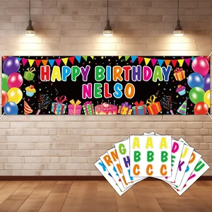 Personalized Birthday Banner Happy Birthday Party Decor Custom DIY Black Colorful Birthdays Backdrop with Name Alphabet Letter Sticker Happy Birthdays Sign Party Supplies for Men Women Personalized Birthday Banner Happy Birthday Party Decor Custom DIY Black Colorful Birthdays Backdrop with Name Alphabet Letter Sticker Happy Birthdays Sign Party Supplies for Men Women