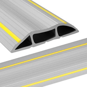 Heavy Duty Floor Cable Cover Cable Protector, 6.5 Ft, 3 Channels Grey Floor Cord Cover, Mid Channel 0.93", Contains Cords, Cables and Wires, Office, Home, or Outdoor Heavy Duty Floor Cable Cover Cable Protector, 6.5 Ft, 3 Channels Grey Floor Cord Cover, Mid Channel 0.93", Contains Cords, Cables and Wires, Office, Home, or Outdoor