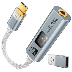 USB C to 3.5mm Jack Audio Adapter, Dual DAC Chip CX31993 & MAX97220 Built-in HiFi Amplifier, 32bit/384KHz Hi-Res Certified, Supports In-line Controls, For Android iPhone PC Mac Switch PS5, Grey USB C to 3.5mm Jack Audio Adapter, Dual DAC Chip CX31993 & MAX97220 Built-in HiFi Amplifier, 32bit/384KHz Hi-Res Certified, Supports In-line Controls, For Android iPhone PC Mac Switch PS5, Grey