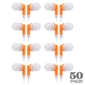 Wholesale Earbuds Bulk Headphones Individually Bagged 50 Pack for iPhone, Android, MP3 Player for Schools, Libraries, Hospitals (Orange) Wholesale Earbuds Bulk Headphones Individually Bagged 50 Pack for iPhone, Android, MP3 Player for Schools, Libraries, Hospitals (Orange)