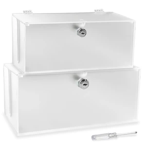 Cable Management Box with Lock,Cable Organizer Box & Power Strip Cover,Frosted Acrylic, Wire Storage and Organization for Cords,Suitable for TV, Computer,Child and Pet Proof(2PC) Cable Management Box with Lock,Cable Organizer Box & Power Strip Cover,Frosted Acrylic, Wire Storage and Organization for Cords,Suitable for TV, Computer,Child and Pet Proof(2PC)