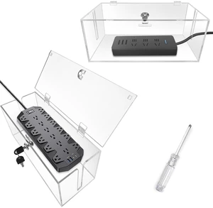 2PC Cable Management Box with Lock,Acrylic,Cable Organizer Box & Power Strip Cover, Wire Organizer for Surge Protector Power Strip,TV Computer,Cable Wires of Home,Office,Child and Pet Proof 2PC Cable Management Box with Lock,Acrylic,Cable Organizer Box & Power Strip Cover, Wire Organizer for Surge Protector Power Strip,TV Computer,Cable Wires of Home,Office,Child and Pet Proof