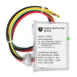 AG3000 120/240V Mini Split HVAC Surge Protector SPD 120/240VAC 50-60Hz,TPMOV tech,20kA discharge,Type4X watertight housing,green LED status indicator,Type1&2 SPD AG3000 120/240V Mini Split HVAC Surge Protector SPD 120/240VAC 50-60Hz,TPMOV tech,20kA discharge,Type4X watertight housing,green LED status indicator,Type1&2 SPD