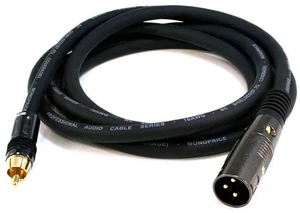 XLR Male to RCA Male Cable - 6 Feet - Black with E21Gold Plated Connectors 16AWG Shielded Twisted Pair Oxygen-Free Copper Braid Conductors - Premier Series XLR Male to RCA Male Cable - 6 Feet - Black with E21Gold Plated Connectors 16AWG Shielded Twisted Pair Oxygen-Free Copper Braid Conductors - Premier Series