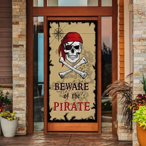 Beware of Pirates Door Banner 3.28 x 5.90 ft, Pirate Halloween Decorations Pirate Party Decorations Banner Skull, Backdrop Door Cover, Pirate Halloween Decor, Halloween Birthday Adventure Supplies Beware of Pirates Door Banner 3.28 x 5.90 ft, Pirate Halloween Decorations Pirate Party Decorations Banner Skull, Backdrop Door Cover, Pirate Halloween Decor, Halloween Birthday Adventure Supplies
