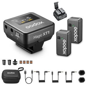 Magic XT1 Wireless Lavalier Microphone System 48kHz 24-bit audio, touchscreen, noise reduction, 200m transmission, 16hr runtime, mono/stereo mode, with charging case Magic XT1 Wireless Lavalier Microphone System 48kHz 24-bit audio, touchscreen, noise reduction, 200m transmission, 16hr runtime, mono/stereo mode, with charging case