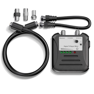 Antenna Signal Strength Meter for TVs, RVs, OTA Antennas - TV Channel Finder and Sensitivity Adjuster - Over-the-Air Signal Tester with LED Indicators and Coaxial Cable, Black Antenna Signal Strength Meter for TVs, RVs, OTA Antennas - TV Channel Finder and Sensitivity Adjuster - Over-the-Air Signal Tester with LED Indicators and Coaxial Cable, Black