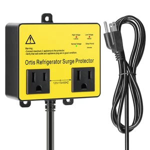 Refrigerator Surge Protector, Double Outlet Voltage Protector for Home Appliances with Time Delay, 5ft Power Cord, Protects Against Brownout, Spike, Instant Surge All Voltage Abnormalities Refrigerator Surge Protector, Double Outlet Voltage Protector for Home Appliances with Time Delay, 5ft Power Cord, Protects Against Brownout, Spike, Instant Surge All Voltage Abnormalities