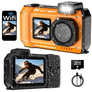 8K Underwater Camera, 70MP 33FT WiFi Waterproof Digital Camera with 32GB Dual-Screen Selfie, Floatable, Auto Focus, Fill Light, 2500mAh Battery, 18X Digital Zoom, Ideal for Snorkeling & Swimming 8K Underwater Camera, 70MP 33FT WiFi Waterproof Digital Camera with 32GB Dual-Screen Selfie, Floatable, Auto Focus, Fill Light, 2500mAh Battery, 18X Digital Zoom, Ideal for Snorkeling & Swimming