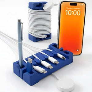 DeskBrick 2PK Silicone + Steel-Weighted Cord Holders for Desks. Weighted Cord Organizers & Cable Management for Desktops. Useful Phone Accessories & Cable Holders for Offices. No Adhesive. Blue DeskBrick 2PK Silicone + Steel-Weighted Cord Holders for Desks. Weighted Cord Organizers & Cable Management for Desktops. Useful Phone Accessories & Cable Holders for Offices. No Adhesive. Blue
